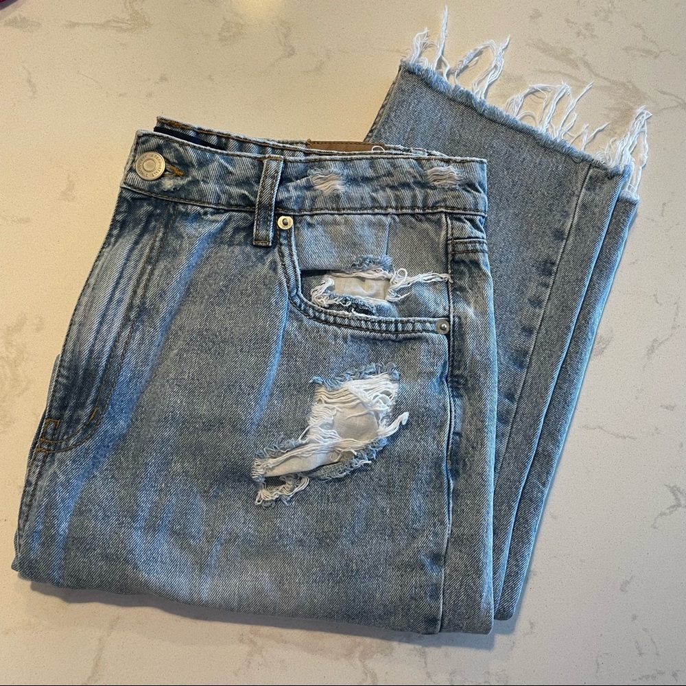 Areopostale Mom Jeans Distressed Frayed - US14
